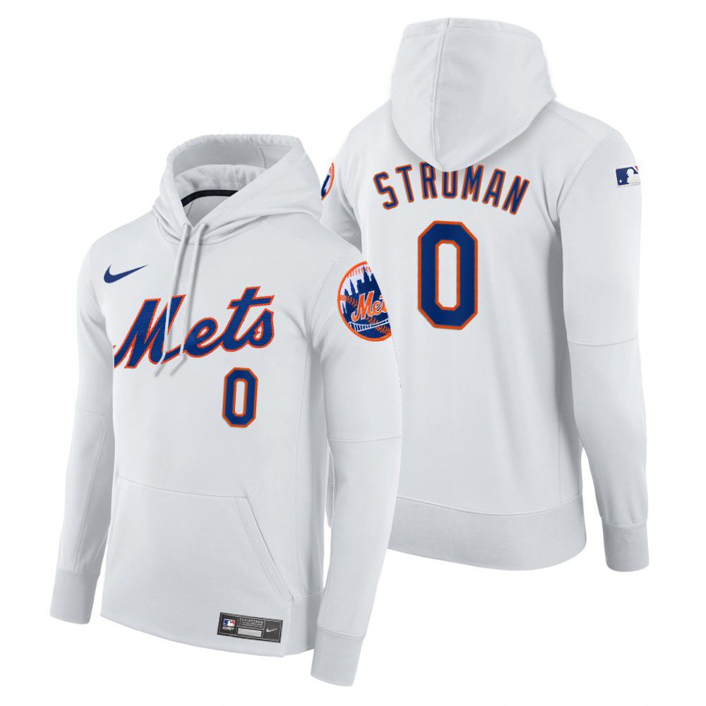 Men New York Mets #0 Stroman white home hoodie 2021 MLB Nike Jerseys